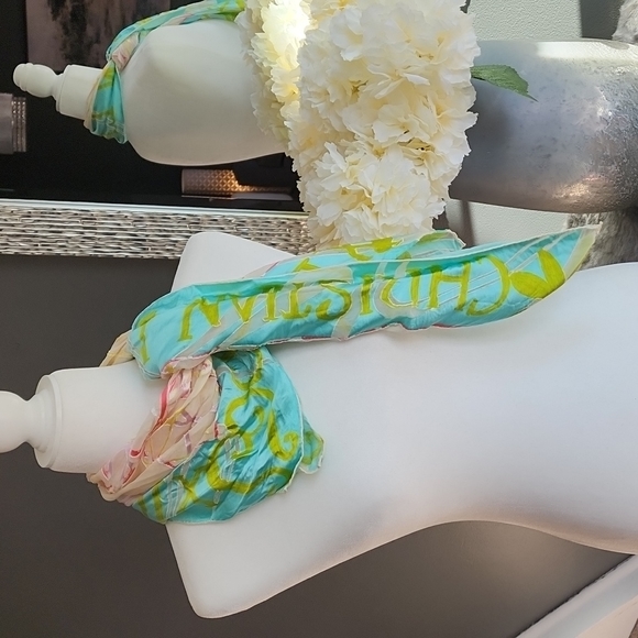 Vintage Christian Lacroix Paris Silk Scarf Sheer with Hearts - Picture 7 of 16